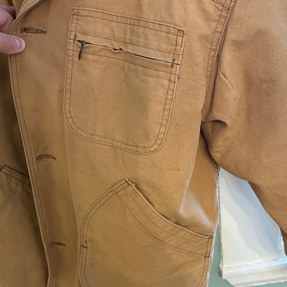 L.L. Bean Field Coat Men’s XL Tan Canvas Barn Jacket Plaid Lining - Picture 3 of 7